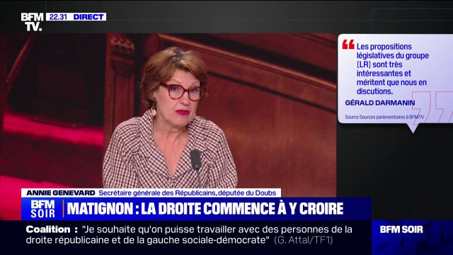 Annie Genevard (secrétaire générale LR) invite tous les députés raisonnables à travailler avec les Républicains sur leur pacte législatif