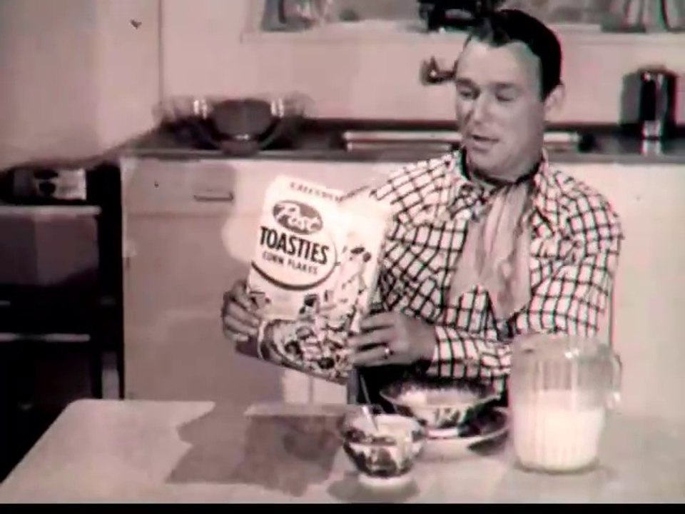 1950s Post cereal TV commercial Pat Brady (Roy Rogers sidekick) Who ate my Post Toasties