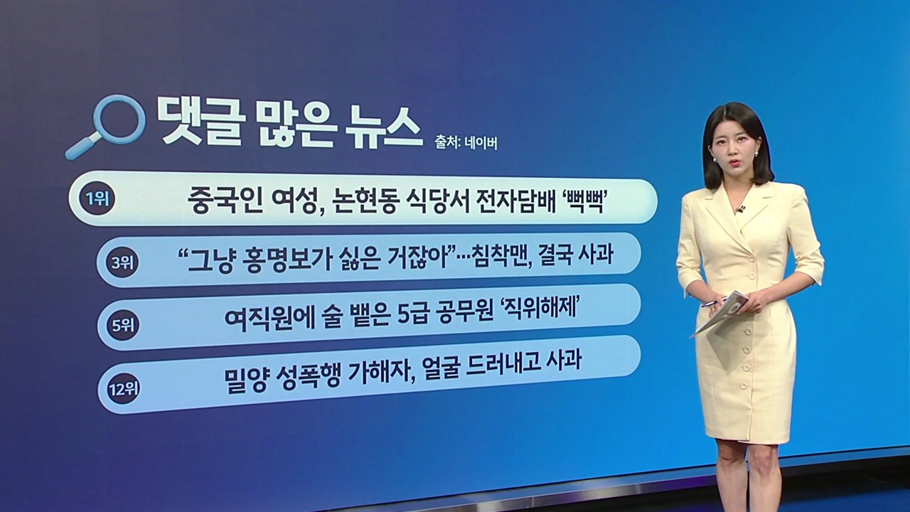 [지금e뉴스] 중국인 식당 흡연 / 침착맨 사과 / 술 뱉은 공무원 / 현철 별세 /...