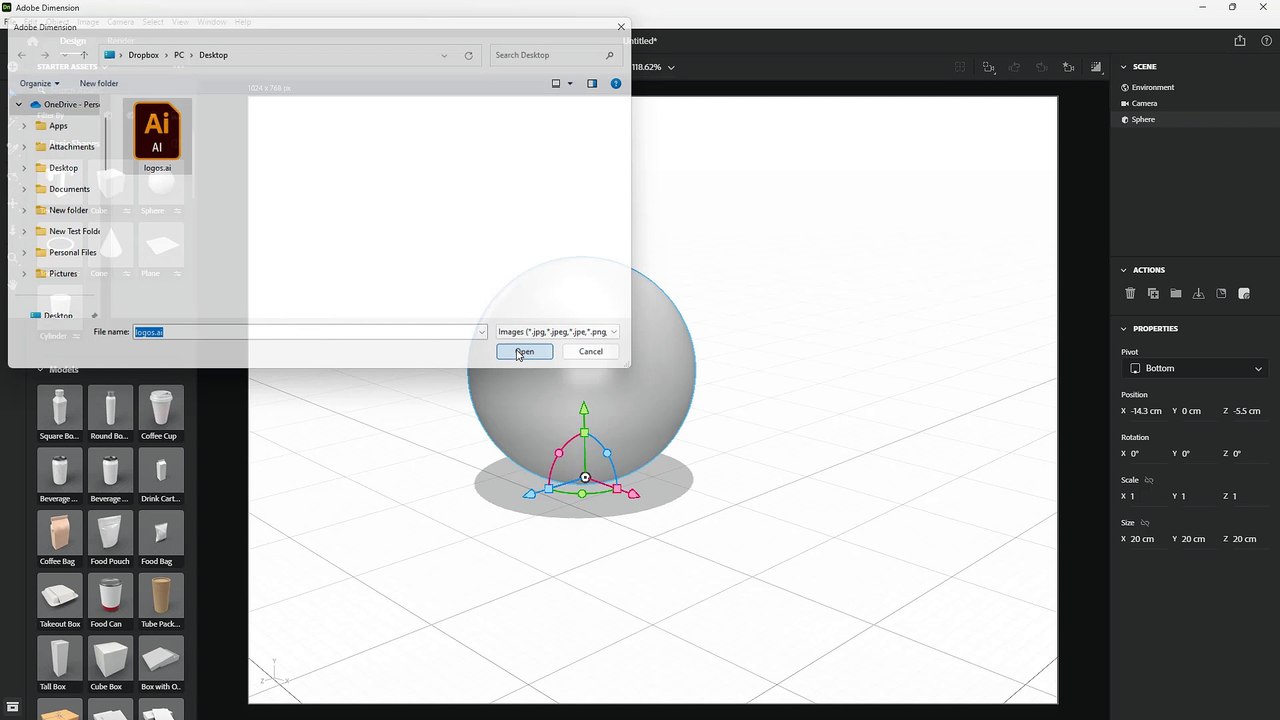 Adobe Dimension Course Section 25 Choosing Illustrator Artboards for Textures in Objects