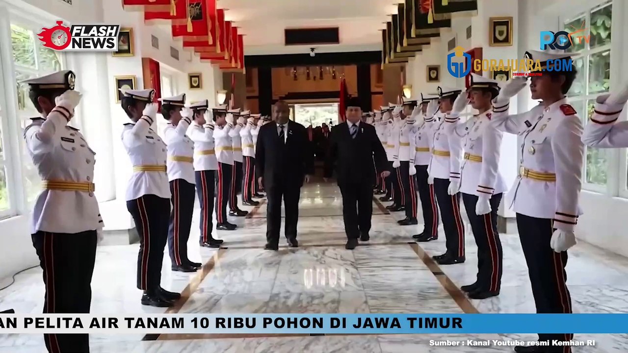 MOMEN MENTERI PERTAHANAN PRABOWO SUBIANTO TERIMA KUNJUNGAN PERDANA MENTERI PAPUA NUGINI