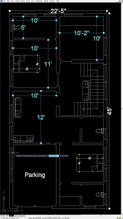 22.5x45 House Plan