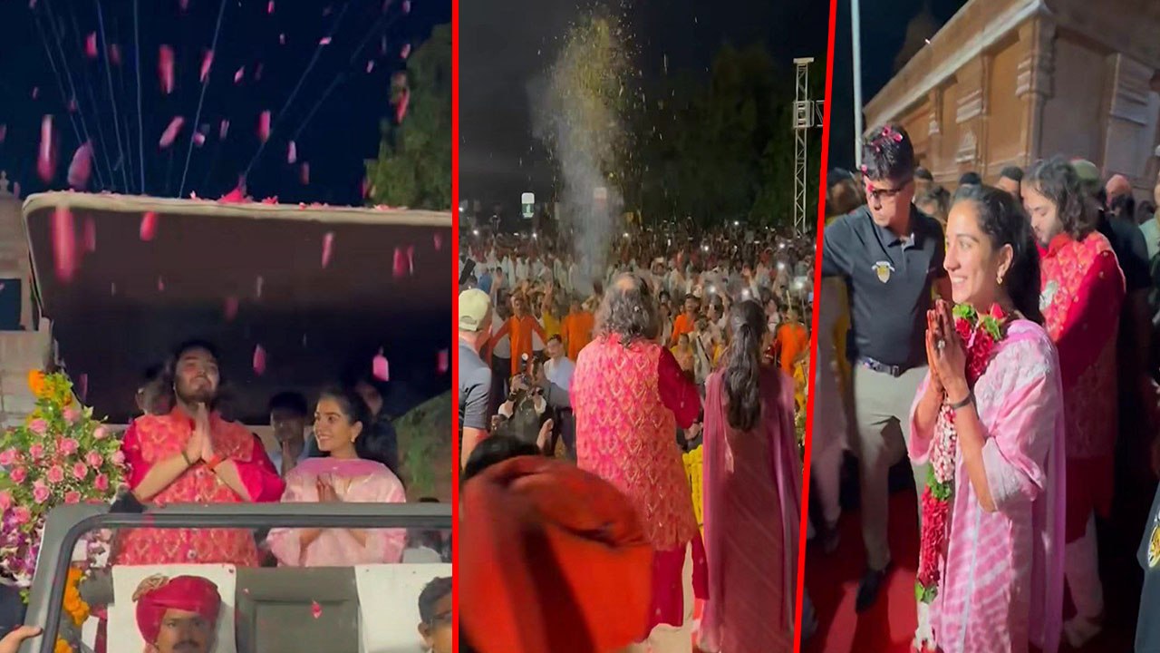 Anant-Radhika Wedding:जामनगर पहुंचे Anant Ambani-Radhika Merchant का हुआ Grand Welcome, Video Viral!