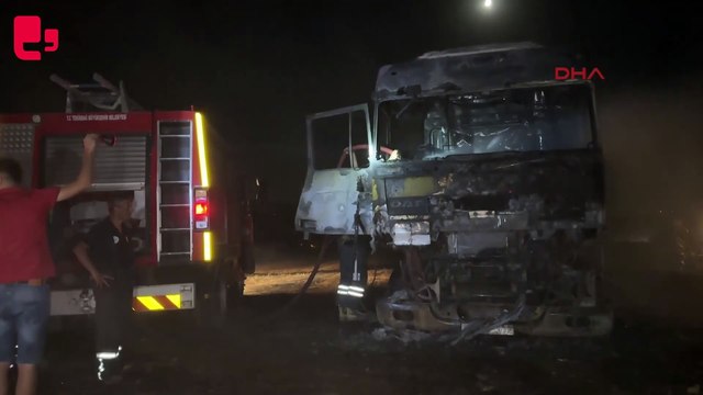 Buğday yüklü TIR ile 300 dönüm tarım arazisi yandı