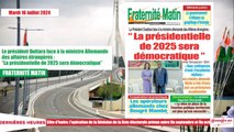 Titrologue 17 Juillet 2024 Le président Ouattara face à la ministre Allemande des affaires étrangères “La présidentielle de 2025 sera démocratique”