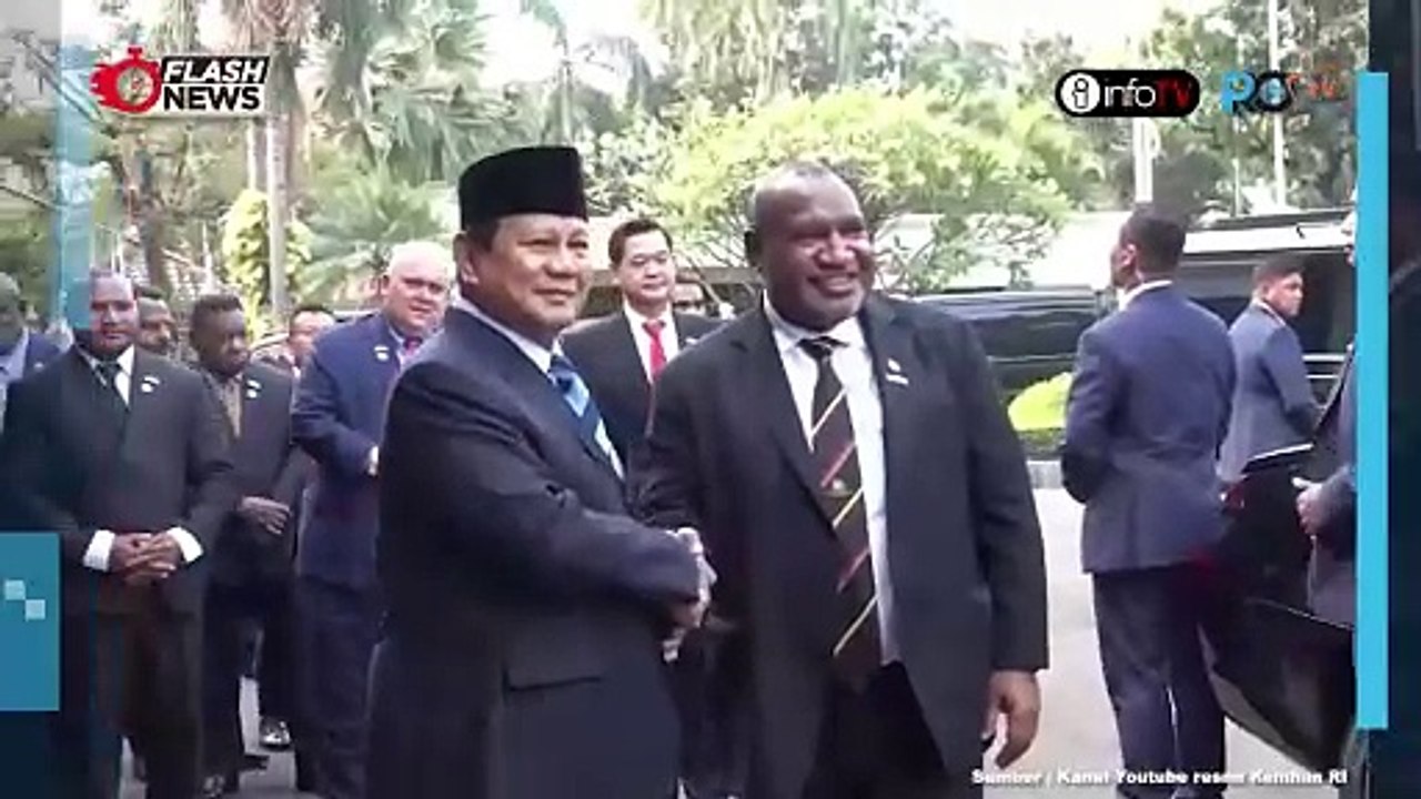 MOMEN MENTERI PERTAHANAN PRABOWO SUBIANTO TERIMA KUNJUNGAN PERDANA MENTERI PAPUA NUGINI