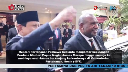 Prabowo Sambut Hangat PM Papua Nugini di Kemhan