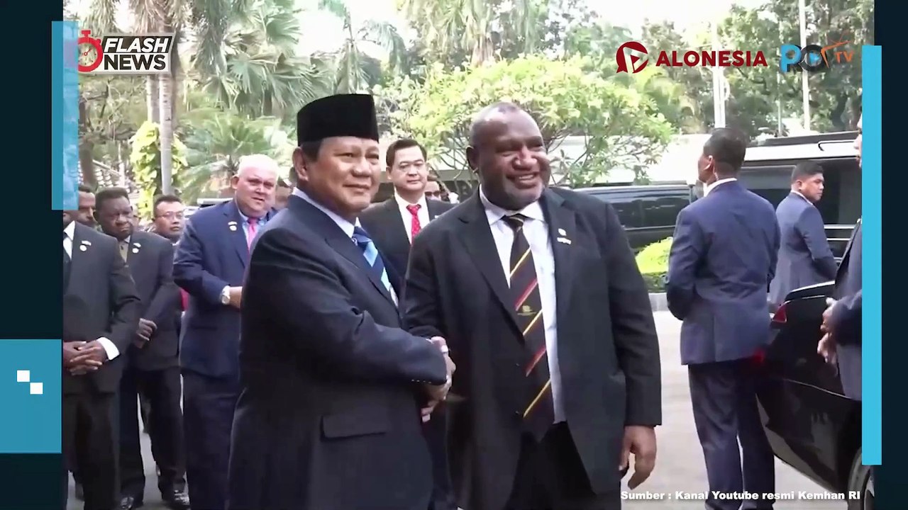 Momen Menteri Pertahanan Prabowo Subianto Terima Kunjungan Perdana Menteri Papua Nugini
