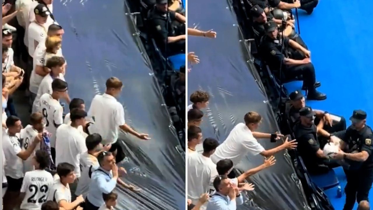 El 'troleo' de este Policía Nacional a un joven en la presentación de Mbappe