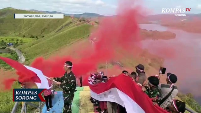 Sambut HUT RI, TNI dan Warga Bentangkan Bendera Merah Putih 1000 Meter