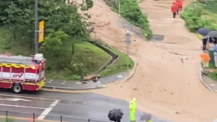 도로에 온통 흙탕물...장맛비에 토사 유실 / YTN