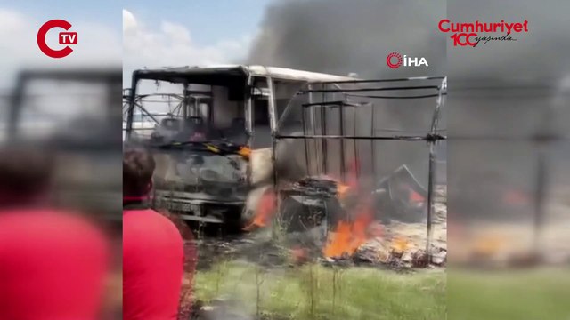 Bursa'da mevsimlik işçilerin kaldığı çadırlarda yangın paniği