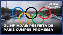 PREFEITA DE PARIS MERGULHA NO RIO SENA A NOVE DIAS DO INÍCIO DOS JOGOS OLÍMPICOS