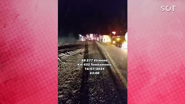 Caminhoneiro paraguaio fica gravemente ferido em tombamento na BR-277 em Virmond