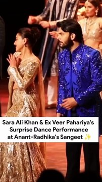 Sara Ali Khan with her ex boyfriend Veer Pahariya dances together at Anant-Radhika's Sangeet Ceremony ✨ #AnantRadhikaCelebration #ARWeddingCelebrations #AnantRadhikaWedding #anantandradhika #anantambaniwedding #anantwedsradhika #AnantRadhika #radhikamerc