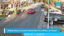 Pickup chocó a un auto estacionado en La Plata y se escapó