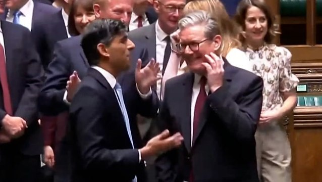 Keir Starmer and Rishi Sunak laugh together weeks after Conservatives defeated in historic Labour landslide