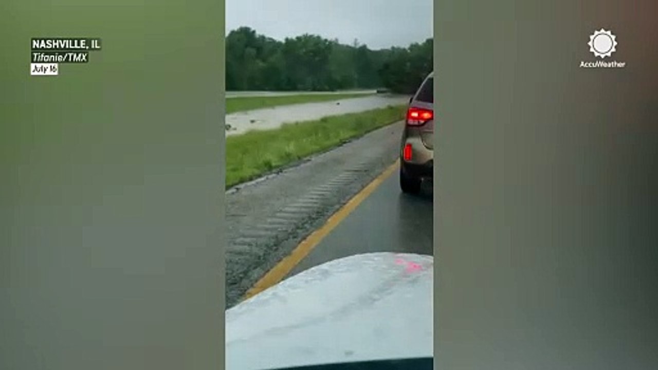 Illinois man swims across flooded median on Interstate 64