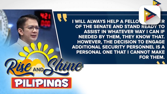 SP Escudero, sinabing hindi siya ang makapagdedesisyon para sa mga kapwa senador kung nais nilang magdagdag ng seguridad;
