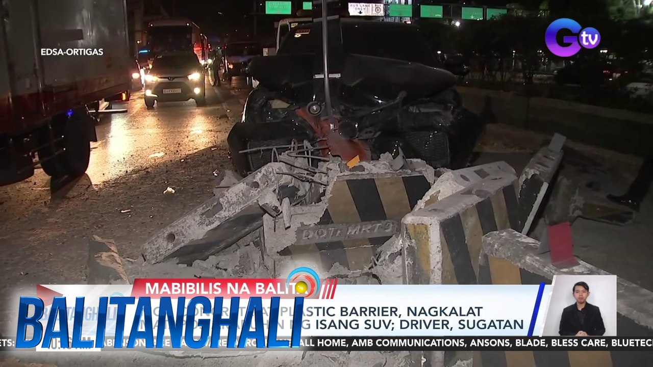 Mga concrete at plastic  barrier, nagkalat matapos araruhin ng isang  SUV; driver, sugatan | Balitanghali