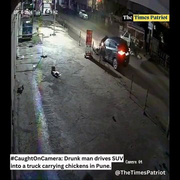 Shocking Footage: Drunk Driver Crashes SUV Into Chicken Truck in Pune