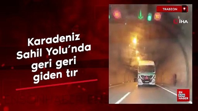 Karadeniz Sahil Yolu'nda geri geri giden tır
