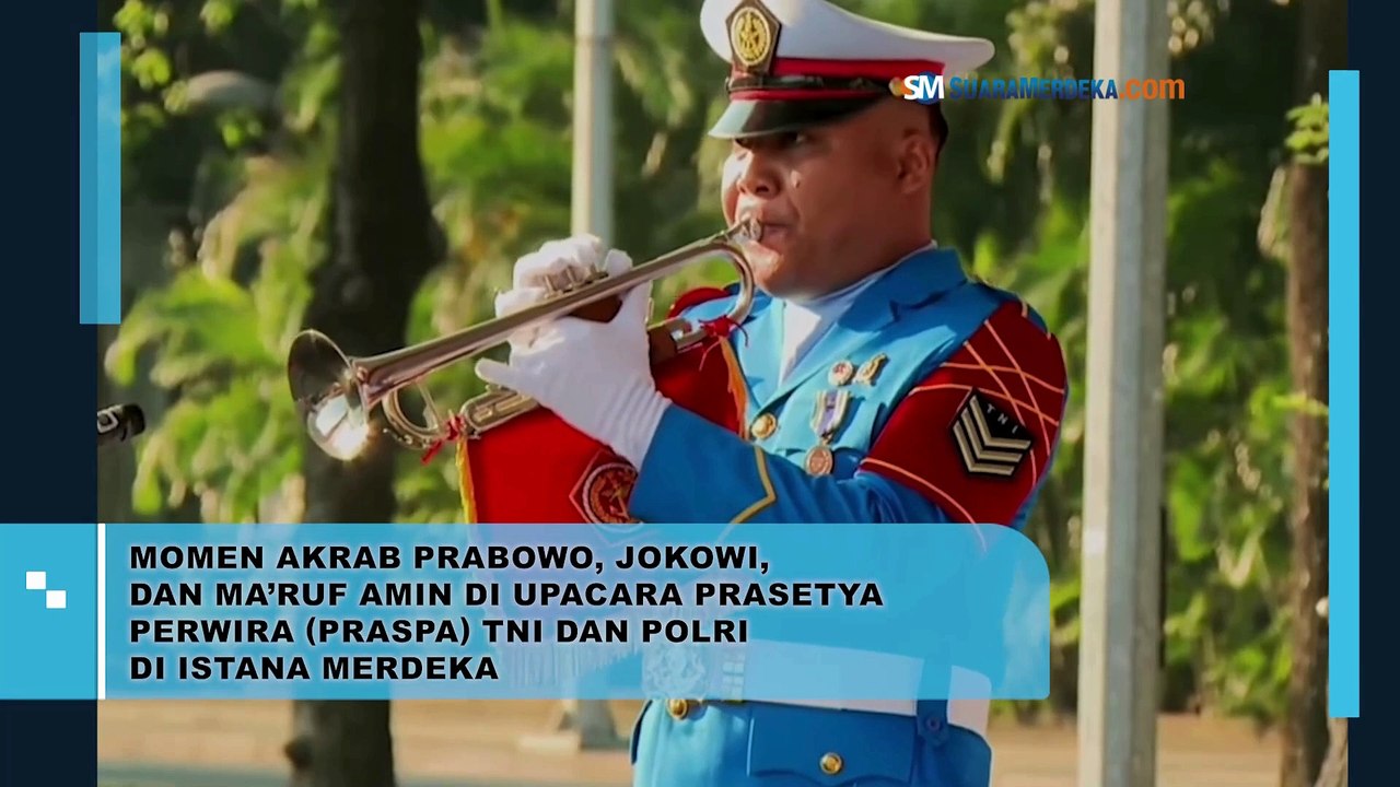 Momen Akrab Prabowo, Jokowi dan Ma’ruf Amin di Upacara Prasetya Perwira (Praspa) TNI dan Polri di Istana Merdeka