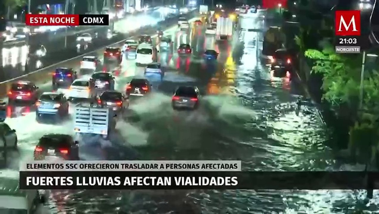 Fuertes lluvias causan inundaciones en CdMx afectando Circuito Interior
