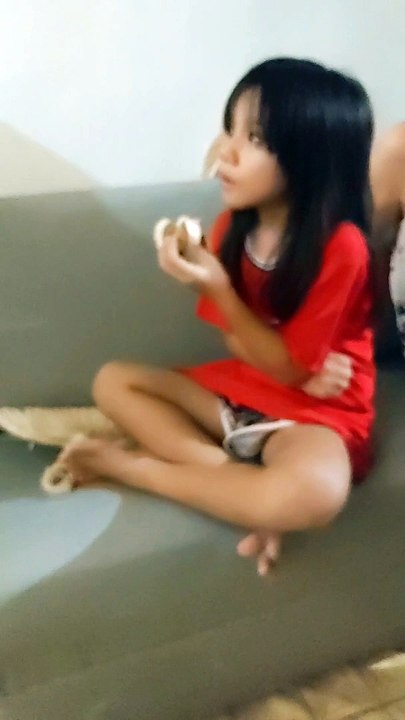 Watching Tv.. while my niece eating banana 