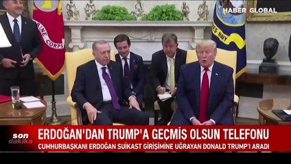 Cumhurbaşkanı Erdoğan'dan Trump'a geçmiş olsun telefonu