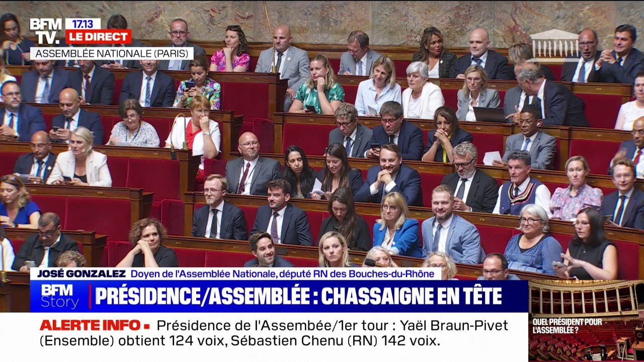 Présidence de l'Assemblée nationale: Yaël Braun-Pivet (Ensemble), André Chassaigne (NFP-Parti communiste), Sébastien Chenu (RN) et Charles de Courson (Liot) candidats au deuxième tour