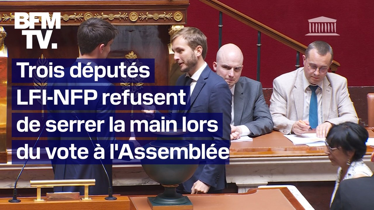 Présidence de l'Assemblée nationale: deux députés LFI-NFP refusent de serrer la main de l'assesseur RN et un autre joue à chifoumi