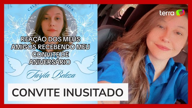 Mulher viraliza ao enviar convite para festa aniversário com design de folheto de missa de 7º dia