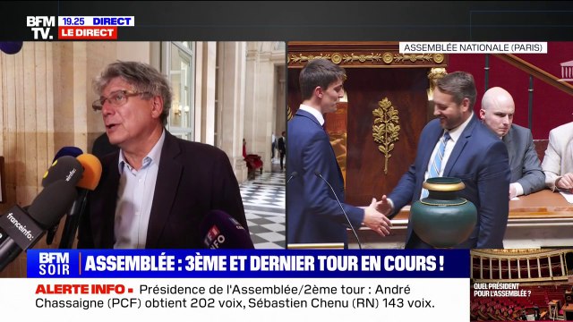 Éric Coquerel (LFI-NFP): Malgré des alliances entre le camp macroniste et les Républicains, les choses sont serrées pour le vote à la présidence de l'Assemblée