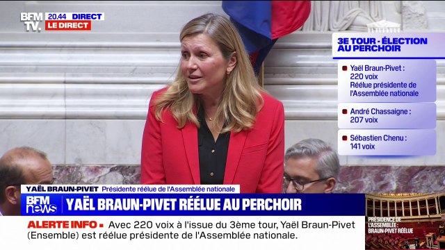 Les dernières semaines ont été extrêmement tendues, nous avons pu voir un pays inquiet et fracturé : les premiers mots de Yaël Braun-Pivet après sa réélection au perchoir