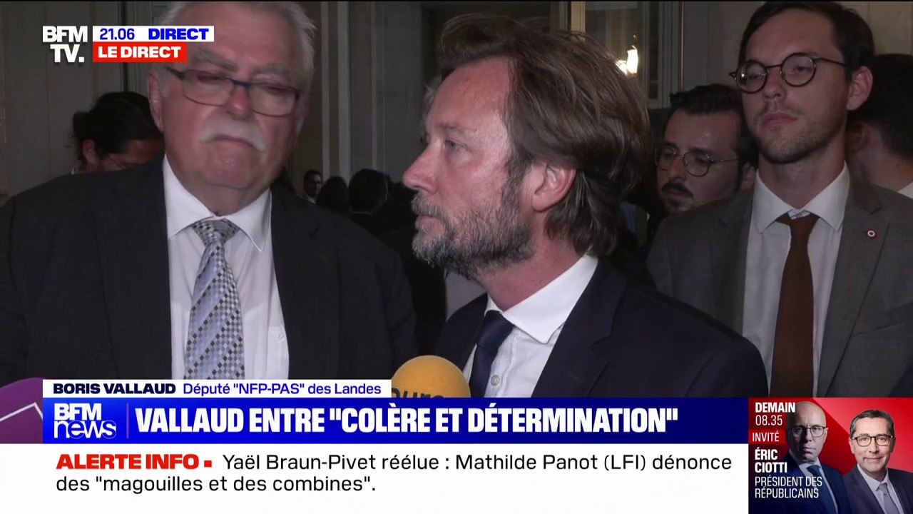 Yaël Braun-Pivet réélue à la présidence de l’Assemblée: Boris Vallaud (député NFP-PS) exprime "un sentiment mêlé de colère et de détermination"