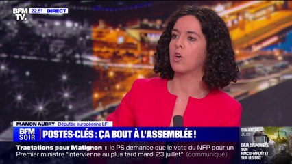 Élection des vice-présidents de l'Assemblée: "Nous n'avons pas besoin et nous ne chercherons jamais les voix du Rassemblement national", affirme Manon Aubry (LFI)