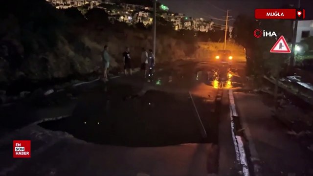 Bodrum'da yine isale hattı patladı, tonlarca su boşa gitti