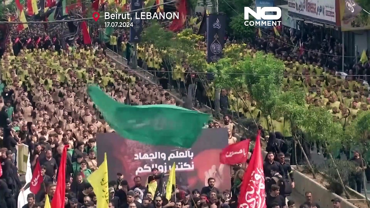 عاشورا در لبنان؛ راهپیمایی نیروهای حزب‌الله در بیروت همزمان با تداوم جنگ غزه