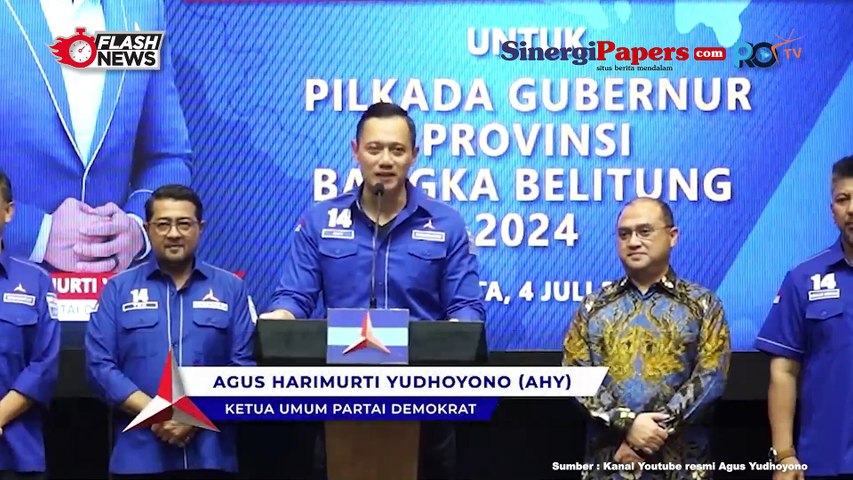 AHY Serahkan Rekomendasi Partai Demokrat Untuk Pilgub Bangka Belitung