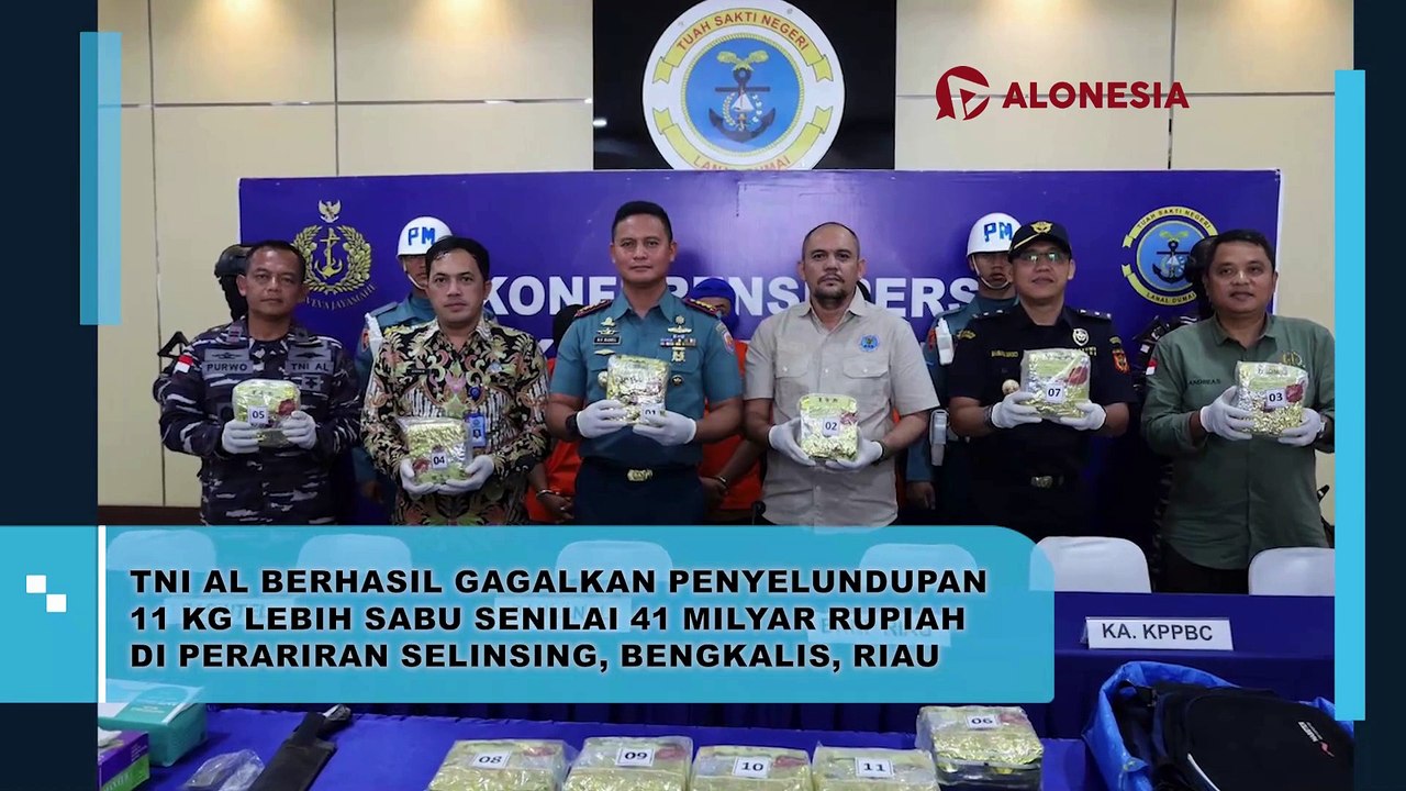 TNI AL Berhasil Gagalkan Penyelundupan 11 KG Lebih Sabu Senilai 41 Miliar Rupiah Di Perairan Selinsing, Bengkalis, Riau