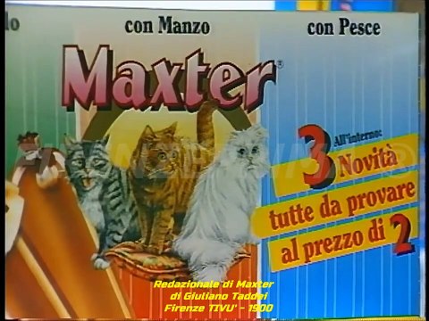 Redazionale di Maxter cibi per animali, di Giuliano Taddei - Firenze TIVU' - 1990