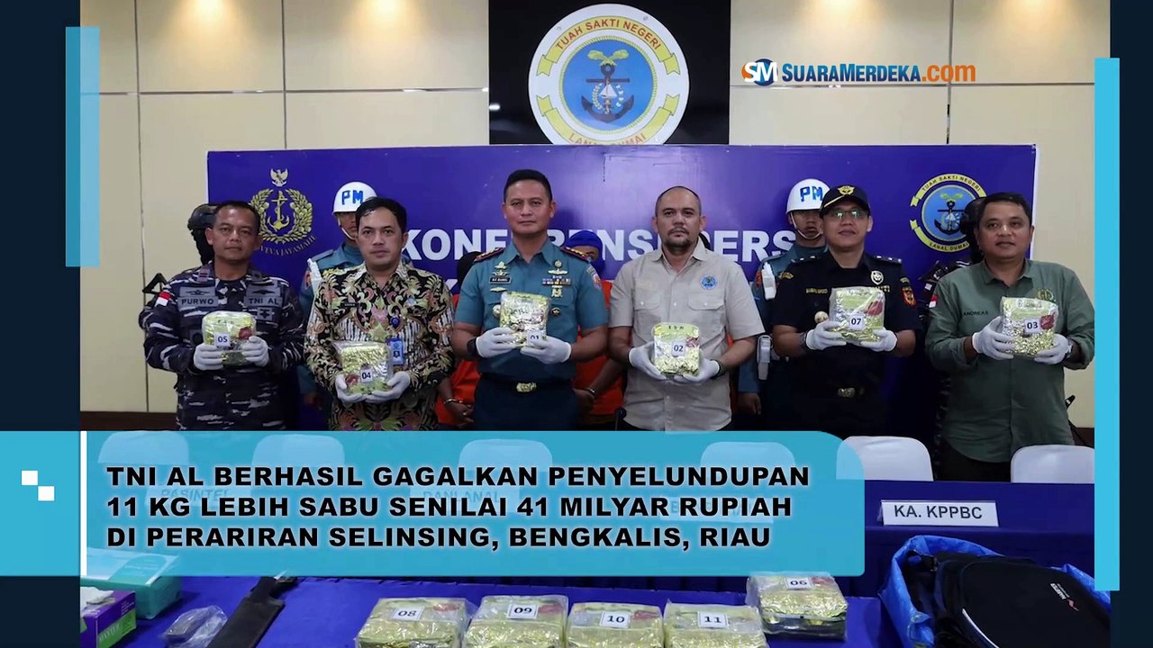 TNI AL Berhasil Gagalkan Penyelundupan 11 KG Lebih Sabu Senilai 41 Milyar Rupiah di Perairan Selinsing, Bengkalis, Riau