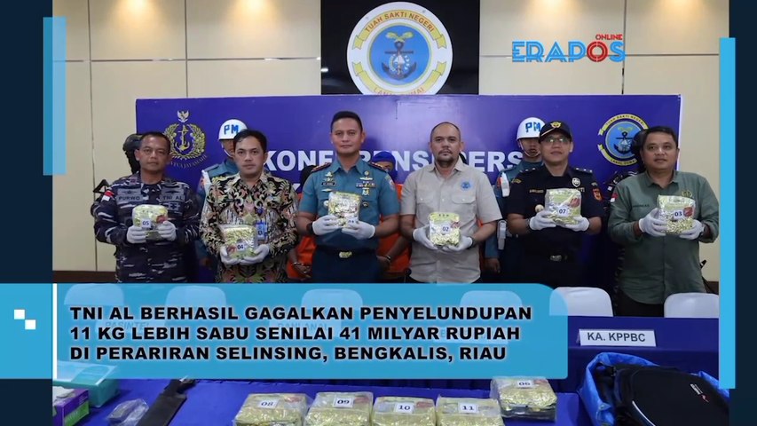 TNI AL Berhasil Gagalkan Penyelundupan 11 Kg Lebih Sabu 41 Milyar Di Perairan Selingsing, Bengkalis,Riau