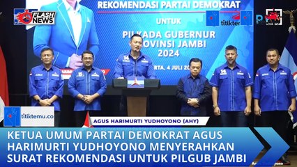 Ketua Umum Partai Demokrat Agus Harimurti Yudhoyono Menyerahkan Surat Rekomendasi untuk Pilgub Jambi