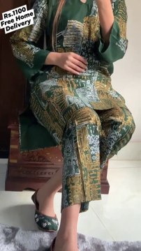 2 PCs Women's Stitched Linen Printed Suite online shopping