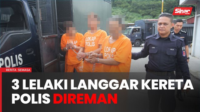 Tiga lelaki langgar kereta polis direman tujuh hari