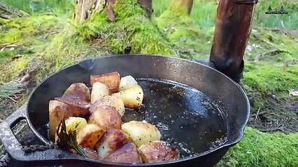 Whole Chicken Prepared in the Forest Relaxing Cooking