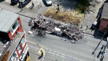 Drone footage shows aftermath of riots in Leeds suburb