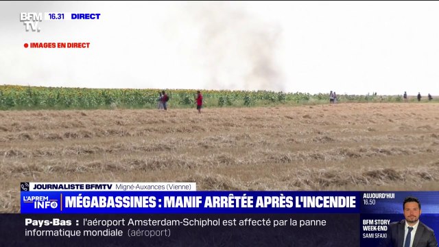 La manifestation contre les mégabassines arrêtée après un incendie causé par l'usage de grenades lacrymogènes par les forces de l'ordre